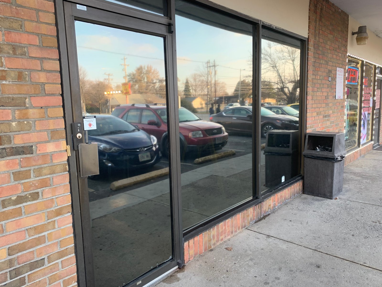 Storefront exterior with tinted glass